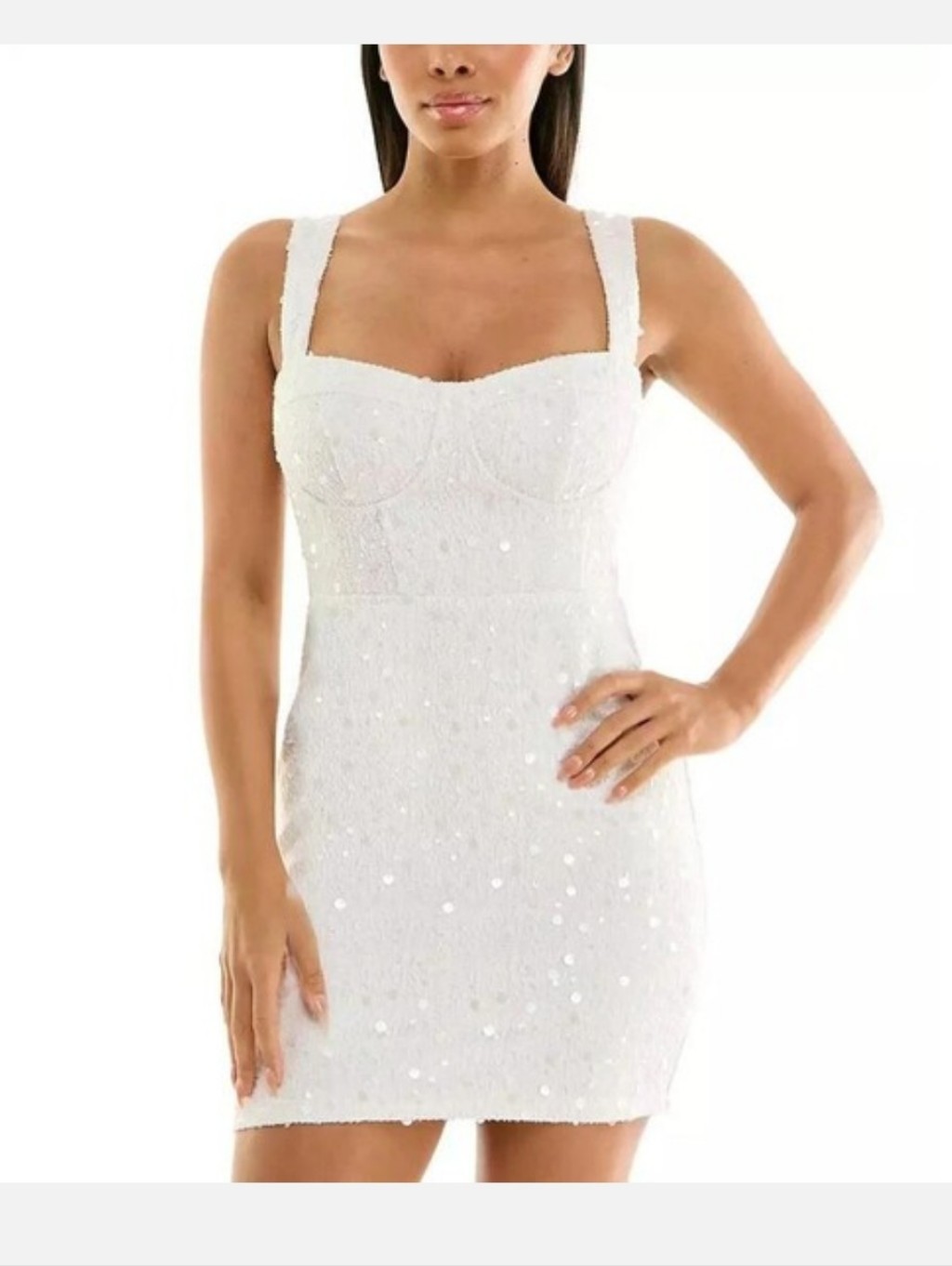 Nwt City Studios White Sequin Bodycon Mini Party Dress Size 5/6 Prom Bridal $98